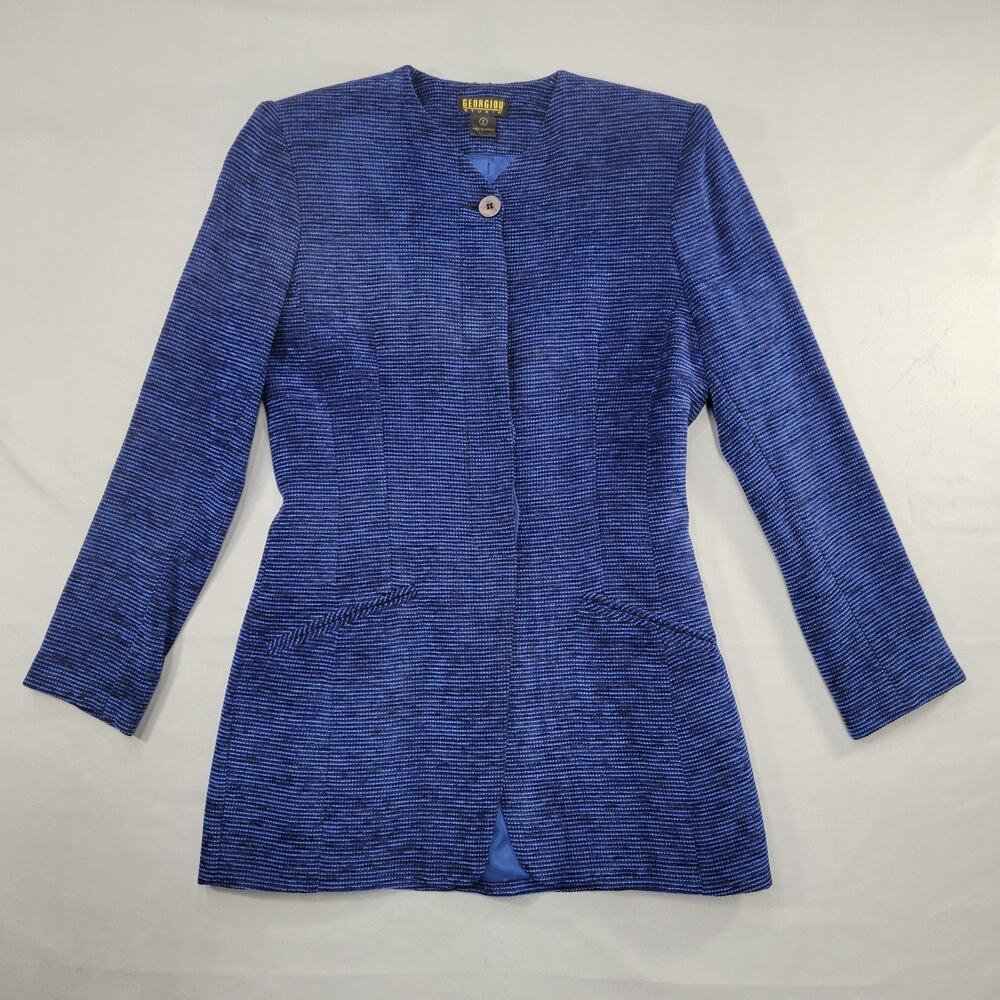 Georgiou Studio Womens Size 2 Textured Longline Jacket Structured Minimalist